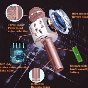 BONAOK Wireless Bluetooth Karaoke Microphone ~ 3-in-1 Portable Handheld